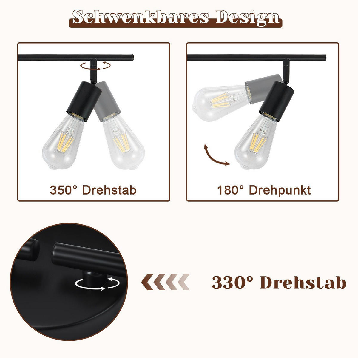 DECKENSTRAHLER Helmut 75/9/16cm - Schwarz, Metall (75/9/16cm) - ZMH