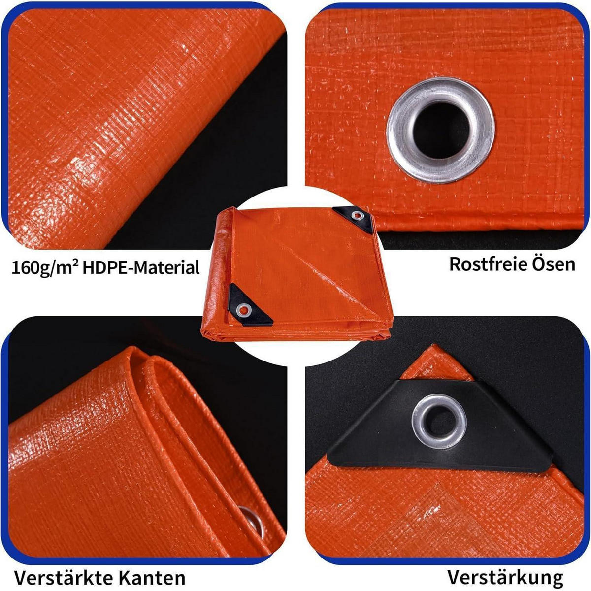 ABDECKPLANE 3 x 4 m Orange Wasserdicht UV-stabilisiert 160g/m² - Orange, Kunststoff (400/300/1cm)