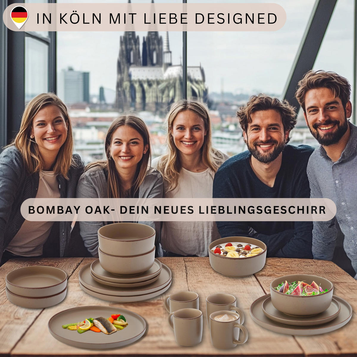 DESSERTTELLER BOMBAY OAK - 4 teilig aus Steingut - Braun, Stein (20.5cm) - Sänger