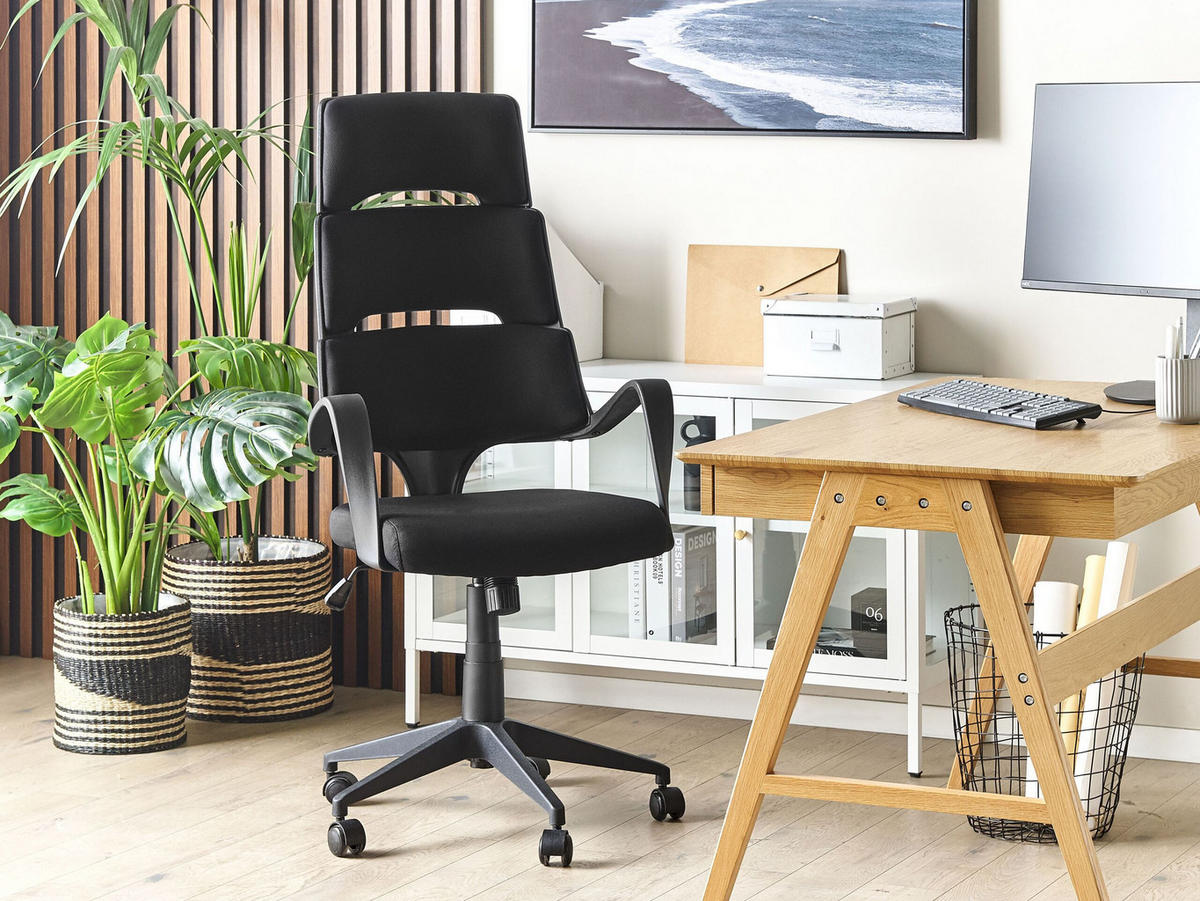 BÜROSTUHL Kunststoff Schwarz Grandiose - Schwarz, Textil (66/118/52cm) - Beliani