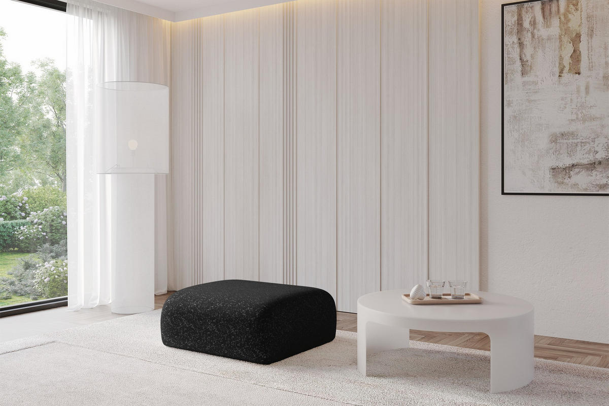 POUF MIRA-PUF 91x89x40 Schwarz cm Velours Modular Sitzhocker - Schwarz, Holzwerkstoff/Kunststoff (91/40/89cm) - ALTDECOR