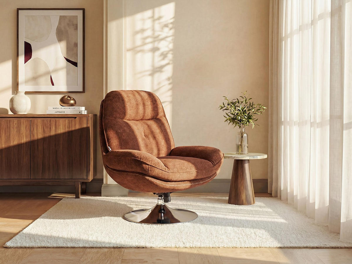 SESSEL mit gerader Rückenlehne - 1 Person - Stoff - Terracotta - - Terracotta, Textil (78/99/90cm) - Vente-Unique
