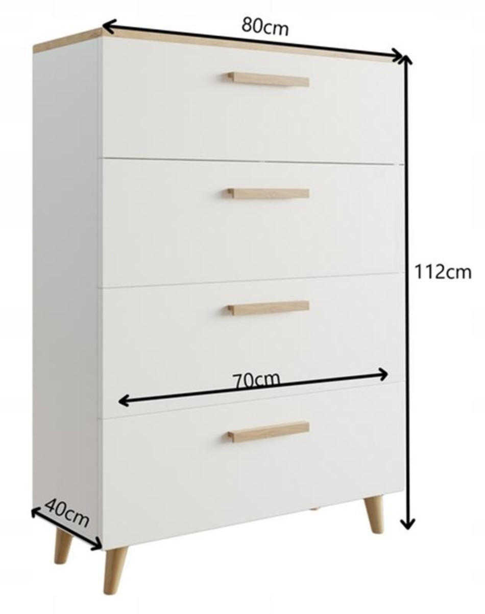 KOMMODE Oslo Artisan Eiche-Weiß 80/40/112 cm - Multicolor, Holzwerkstoff (80/112/40cm) - Matkam Möbel