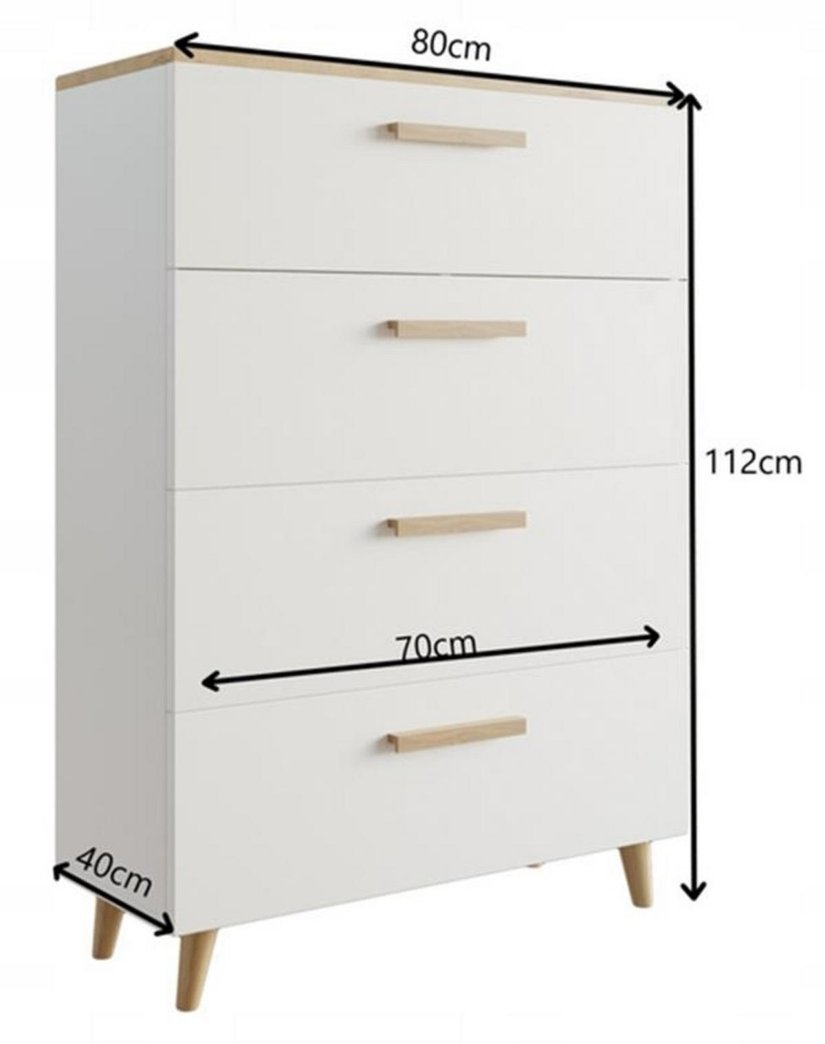 KOMMODE Oslo Artisan Eiche-Weiß 80/40/112 cm - Multicolor, Holzwerkstoff (80/112/40cm) - Matkam Möbel