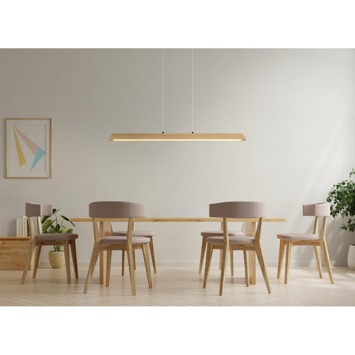 PENDELLEUCHTE MELBA, LED, Metall, Schwarz, dimmbar - Schwarz, Holz (115/5.5/150cm) - Globo Lighting