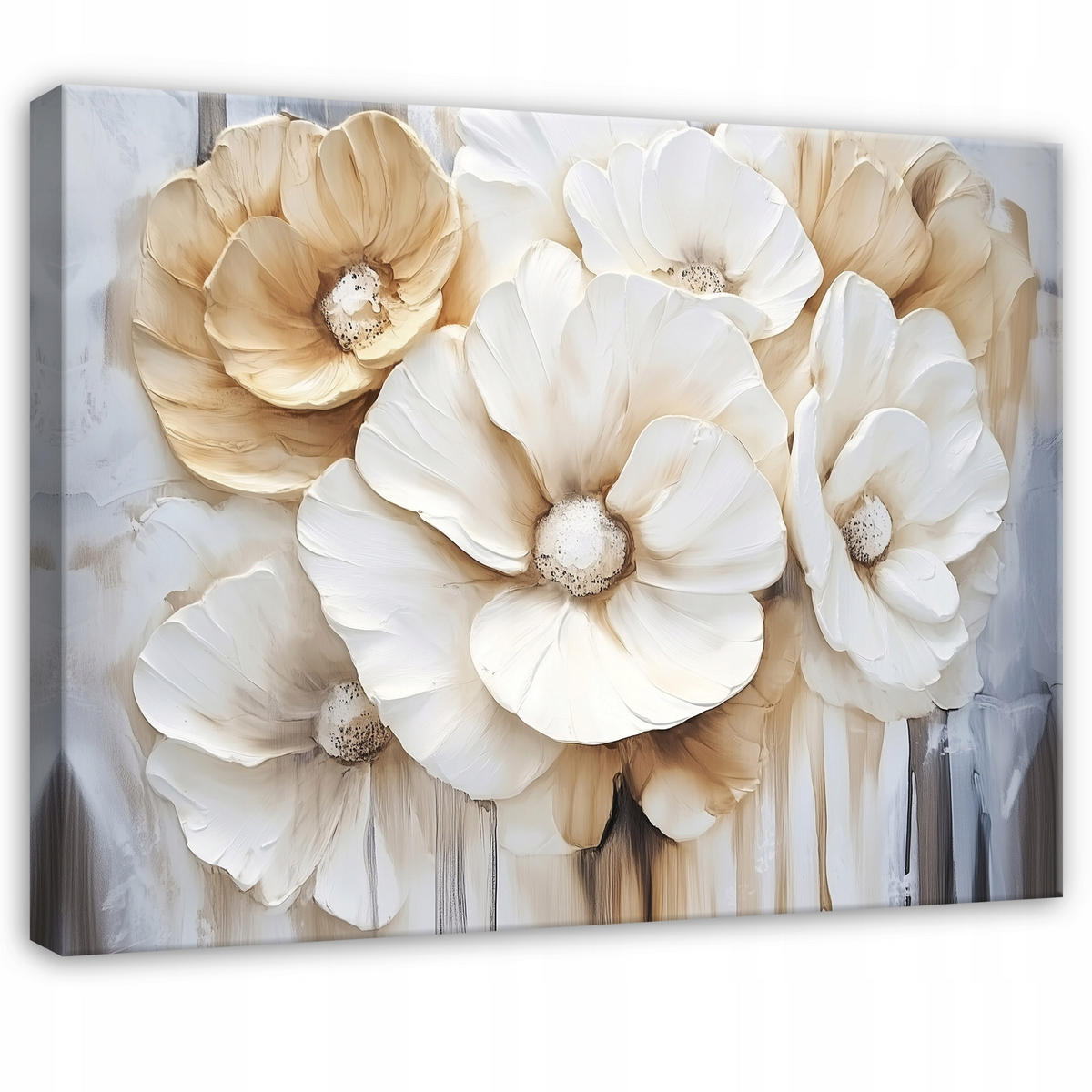 BILDER Abstrakt Blumen Gold Wohnzimmer 60x40 - Multicolor, Holzwerkstoff (60/40cm) - Wallarena