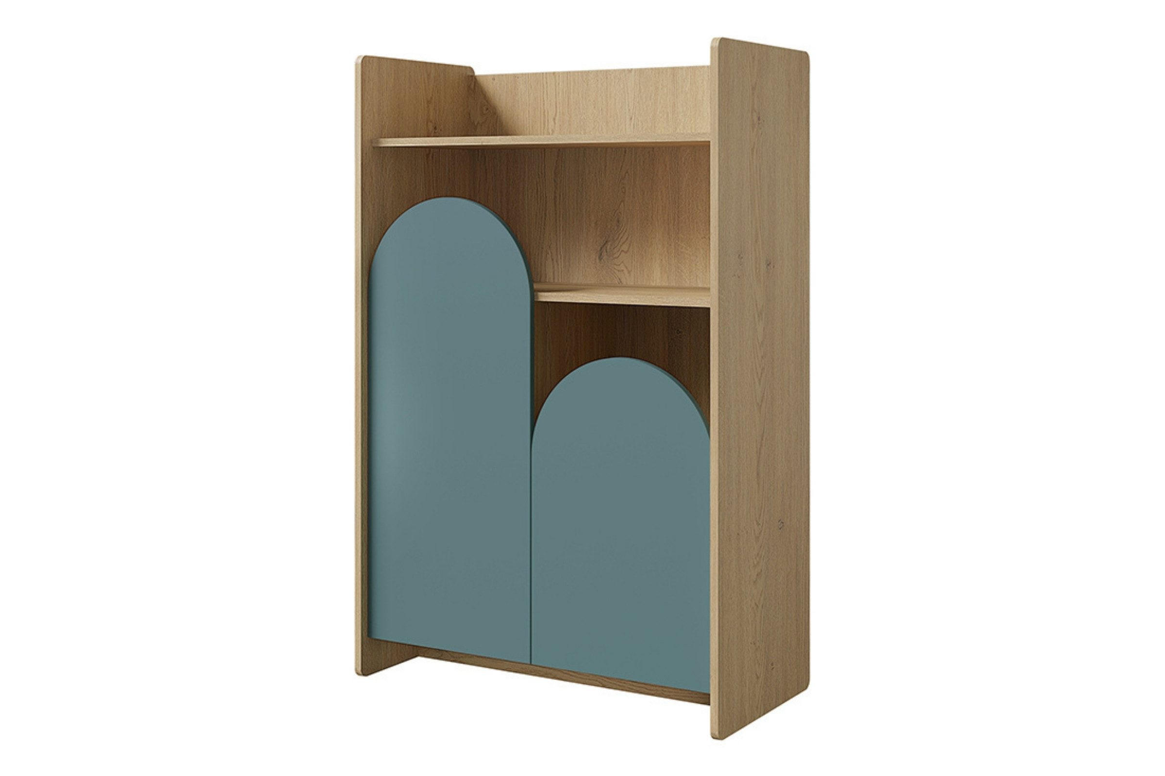 KINDERREGAL LEXO 08 83/128/40 cm in Eiche Cremona/Macadamia/Meeresblau - Blau/Eichefarben, Holzwerkstoff (83/128/40cm) - Deine Möbel 24