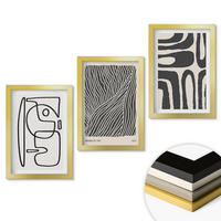 WANDBILDER 3er Set - 20x30 cm Goldrahmen - Abstrakte Muster, Linien, Texturen - Goldfarben, Kunststoff (20/30cm) - ArtPrintCave