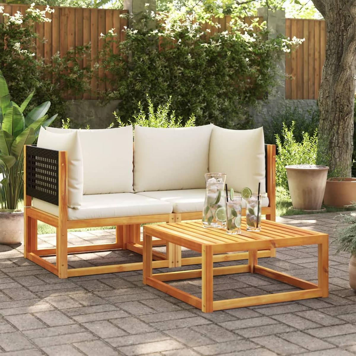 GARTENSOFA KYLOU 65/65/65 cm （2-SITZER） - Braun, Holz (65/65/65cm) - ZMH