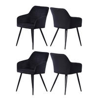 ESSZIMMERSTUHL Samt 4-teilig Schwarz - Schwarz, Metall (55/82/59cm) - Life Interiors