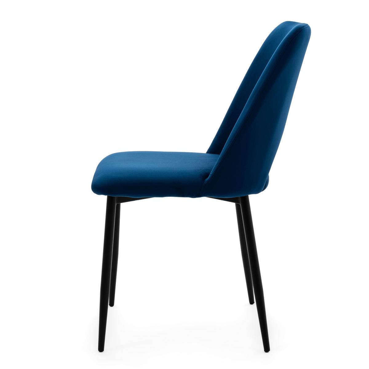 STUHL ORO gepolsterter mit Steppung - dunkelblau - Samt Velour - Blau/Schwarz, Textil/Metall (47/91/55cm) - NEW HOME