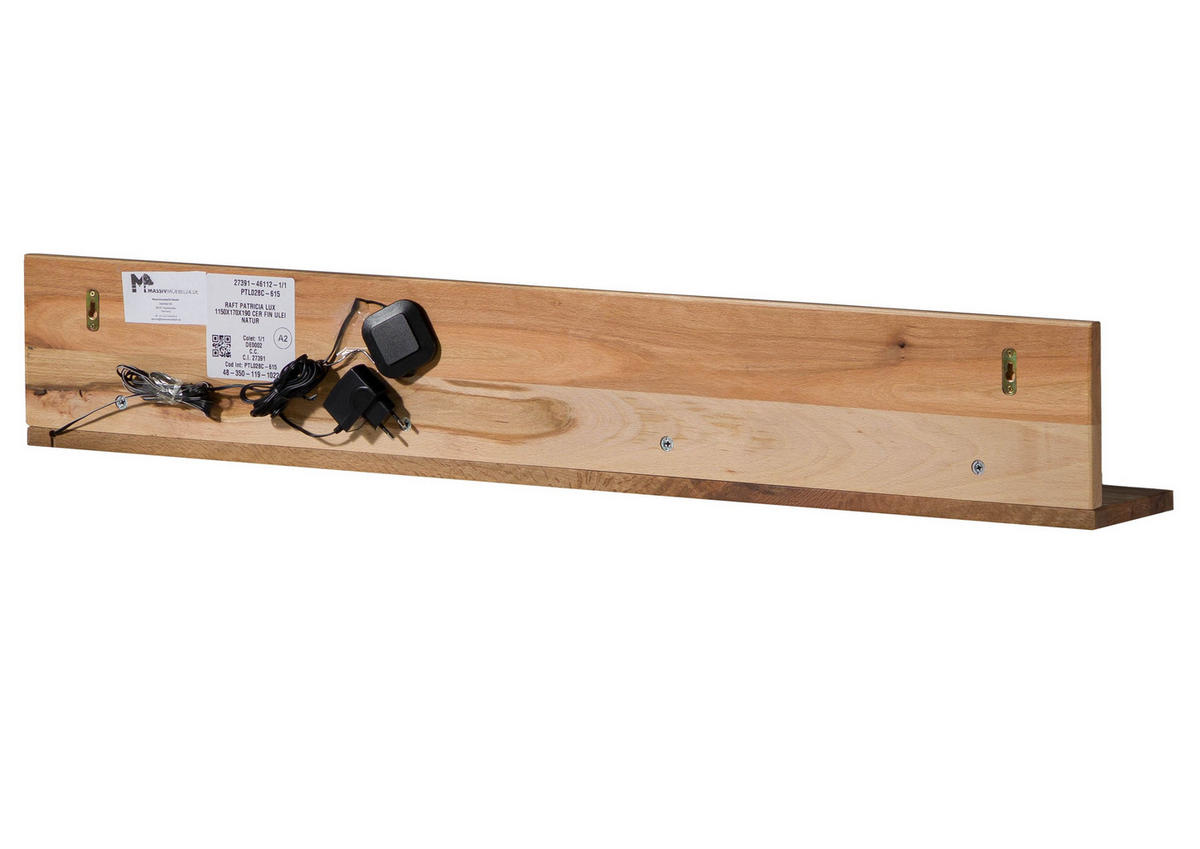 WANDREGAL Wild-/Zerreiche 115x17x19 natur geölt MONTREUX LUX #122 - Naturfarben, Holz (165/19/17cm) - Massivmoebel24