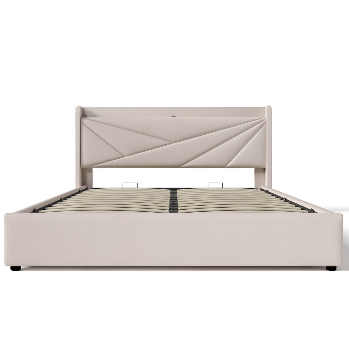 POLSTERBETT 160/200 cm Beige mit Stauraum und USB- und Type-C-Anschlüssen - Beige, Textil (160/200cm) - Flora Grace