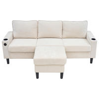 ECKSOFA Mit USB Typ-C Getränkehalter Beige 202/137/80 cm - Beige, Textil (202/137cm) - EVRYAE