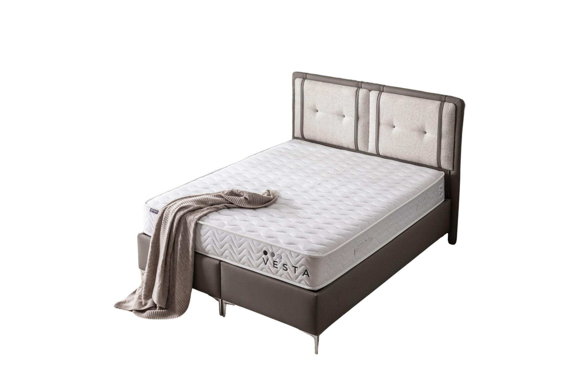 POLSTERBETT-SET Vesta 150x200 Taupe - Bett inkl. Matratze - Taupe, Metall (150/200cm) - Villa Möbel