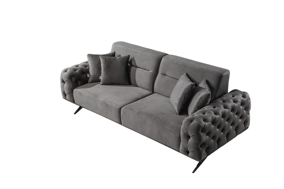 SITZGARNITUR Cuba, Grau Stellvariante 3+3+1 - Grau, Textil (230/85/100cm) - Villa Möbel