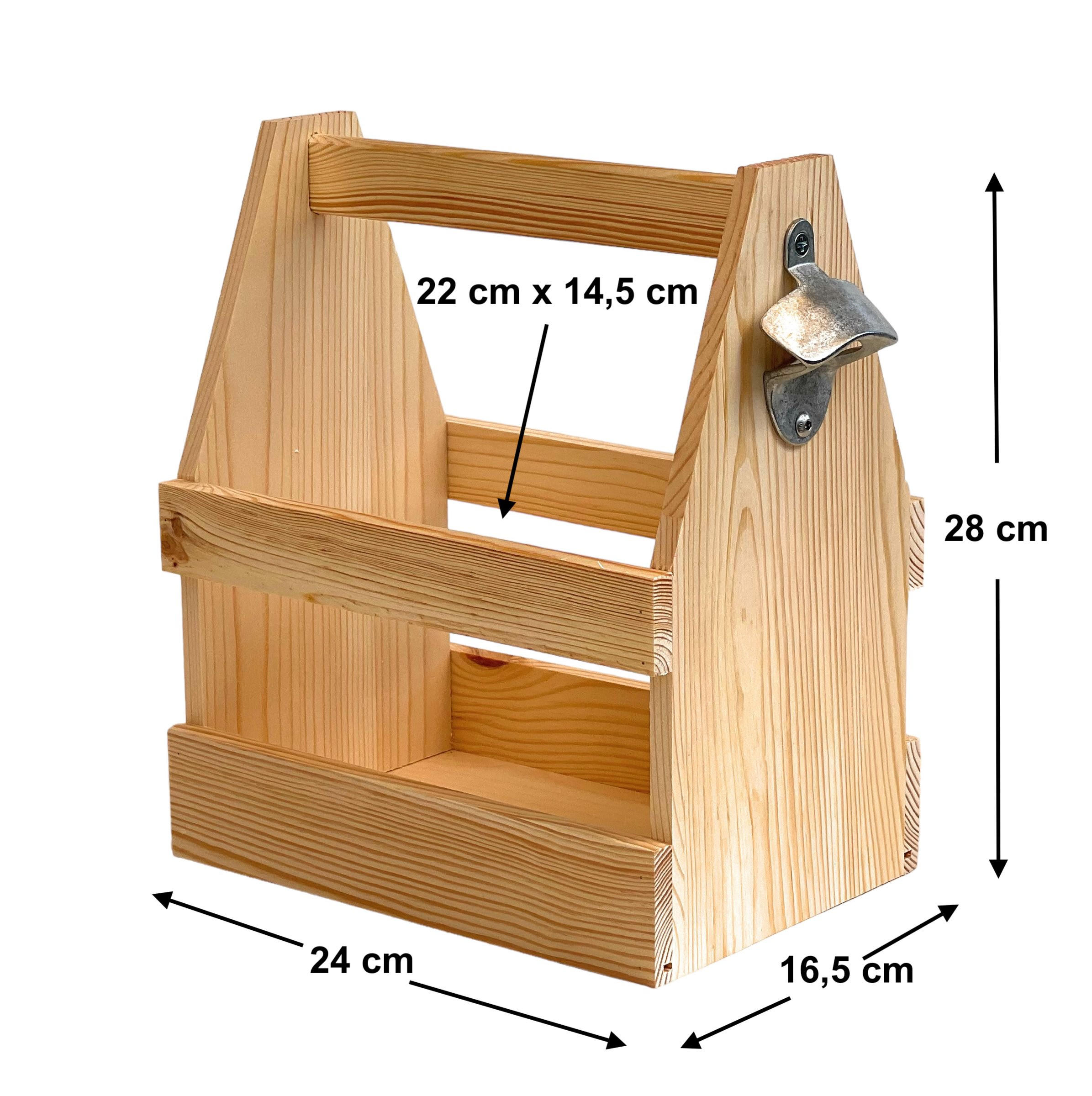 FLASCHENTRÄGER aus Holz für 6 Flaschen mit Flaschenöffner 93945 - Braun, Holz (22/23.5/14.5cm) - DanDiBo