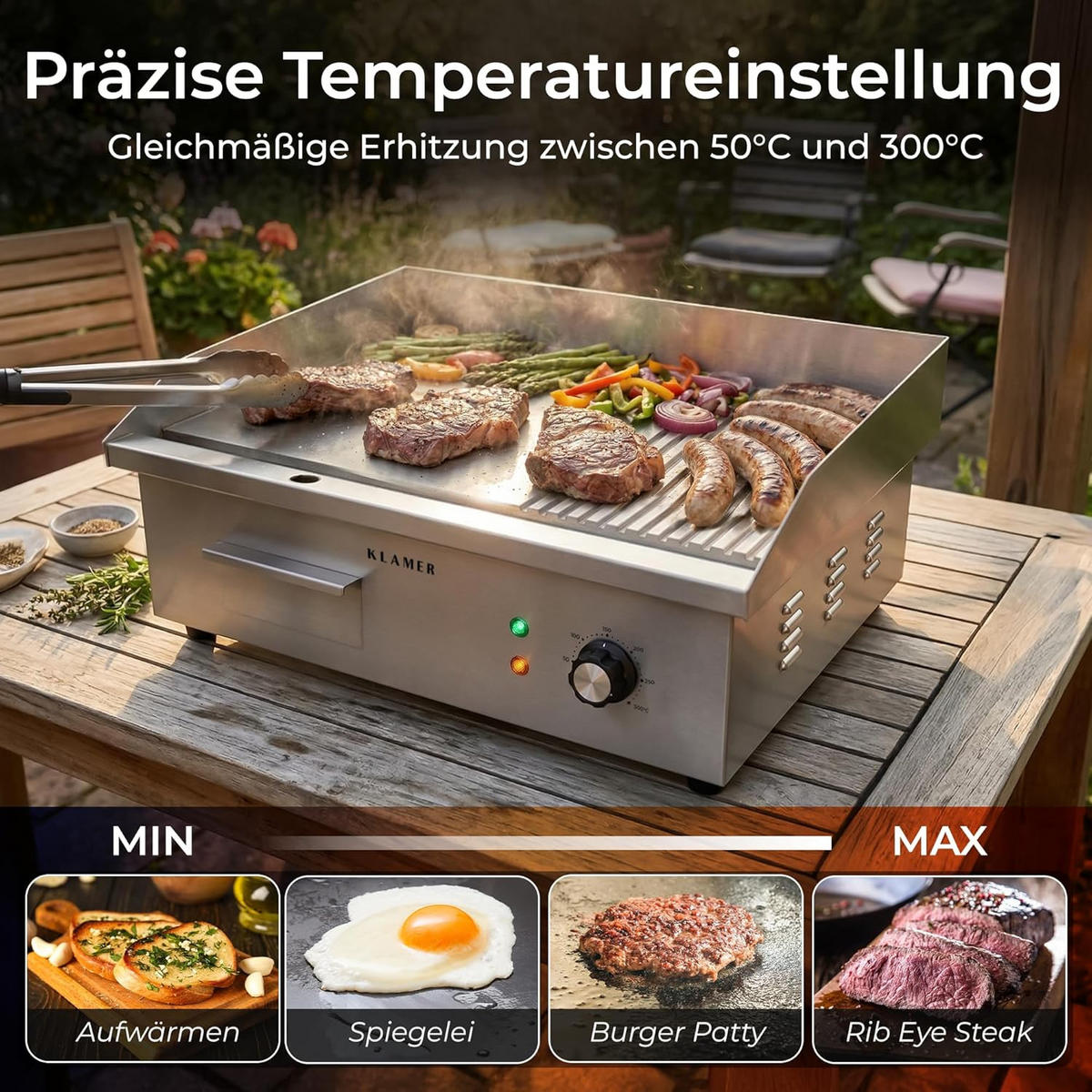 ELEKTROGRILL 3000W Edelstahl - Edelstahlfarben, Metall (43.5/23.5/55cm) - KLAMER