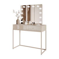 SCHMINKTISCH Blanco Kaschmir Elite mit Beleuchtung Kristallgriff - Kaschmir, Holzwerkstoff (100/81/42cm) - Lookway