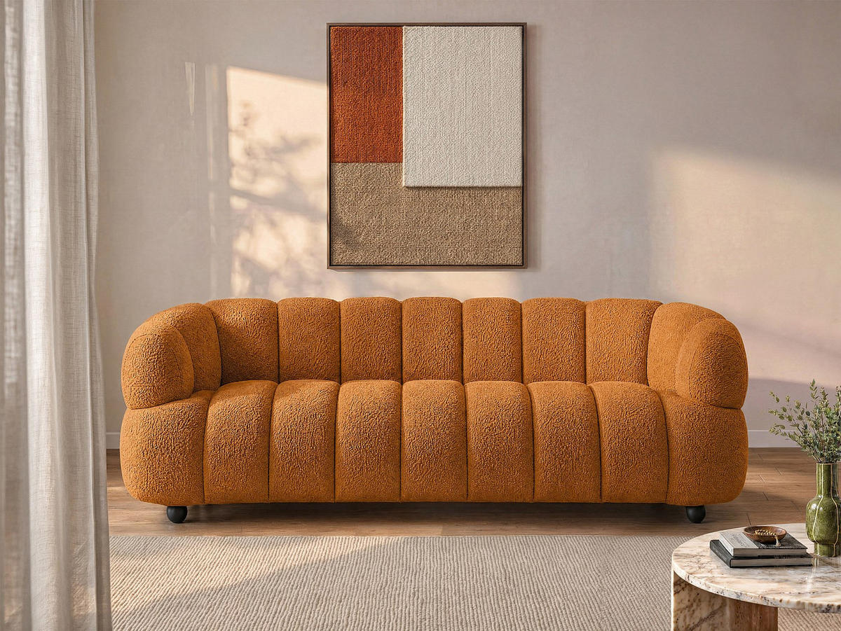 SOFA - 4 Personen - stoff - terracotta Coliani - Terracotta, Holz/Textil (250/73/94cm) - Vente-Unique