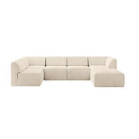 WOHNLANDSCHAFT Ottomane Rechts MOVA 345x180x78 Beige Cord - Kaschmir/Beige, Holzwerkstoff/Kunststoff (345/78/180cm) - ALTDECOR