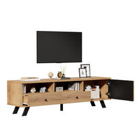 TV-LOWBOARD 150/38/44 cm mit 2 Schubladen und 1 Tür in Naturholz/Schwarz - Naturfarben, Holzwerkstoff (150/44/38cm) - BEAOK
