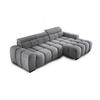 ECKSOFA OMBO 285x168x77/97 cm, Rechts, Schlaffunktion, elektr. Sitz, Kopfstützen, Buche dunkel, hydrophober SALVADOR-Stoff – Silber - Silberfarben, Holz/Textil (285/168cm) - DomoHome