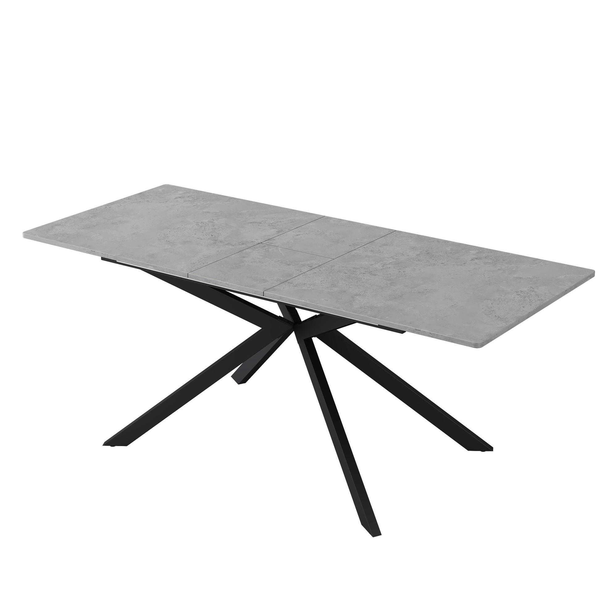 ESSTISCH 150/180/70/76 cm in Schwarz-Grau aus MDF, ausziehbar - Grau, Holzwerkstoff (180/70/75.5cm) - Flora Grace