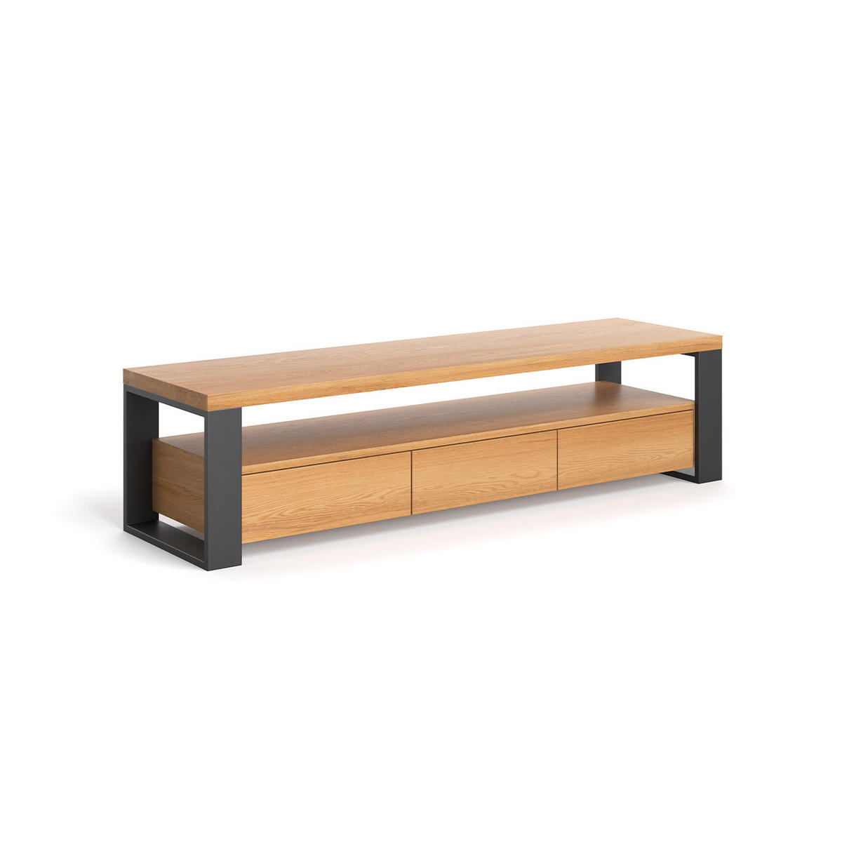 TV-SCHRANK Horizon aus massivem Eichenholz 160 cm - Eichefarben/Naturfarben, Holz (160/45/50cm) - Danzz