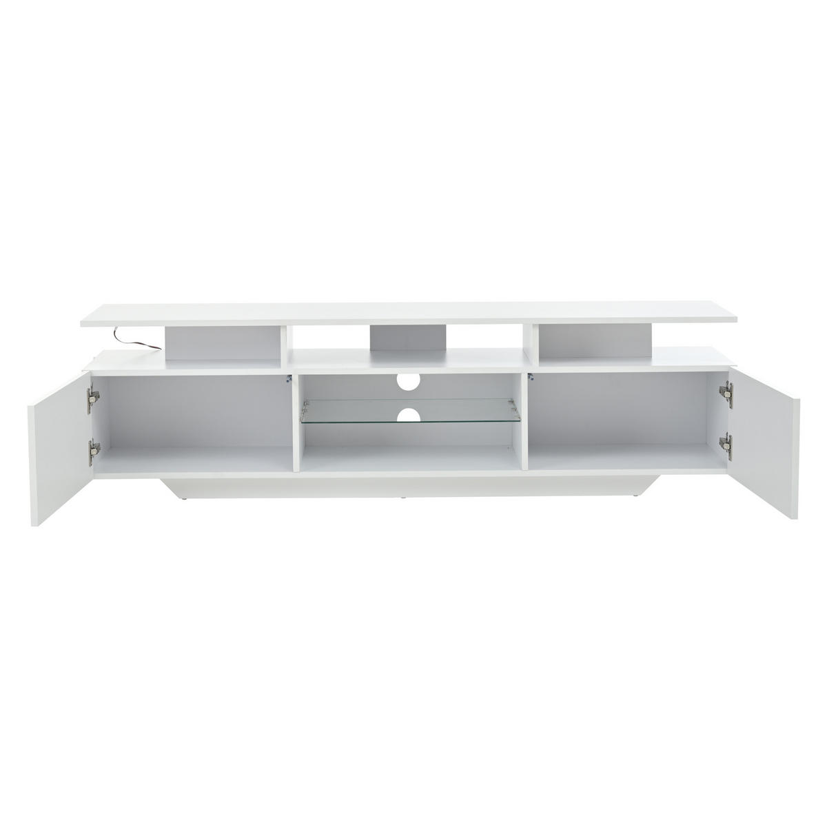 TV-SCHRANK 160/40/45 cm Weiß Hochglanz mit LED und 2 Türen - Weiß, Holzwerkstoff (160/45/40cm) - Oxeza