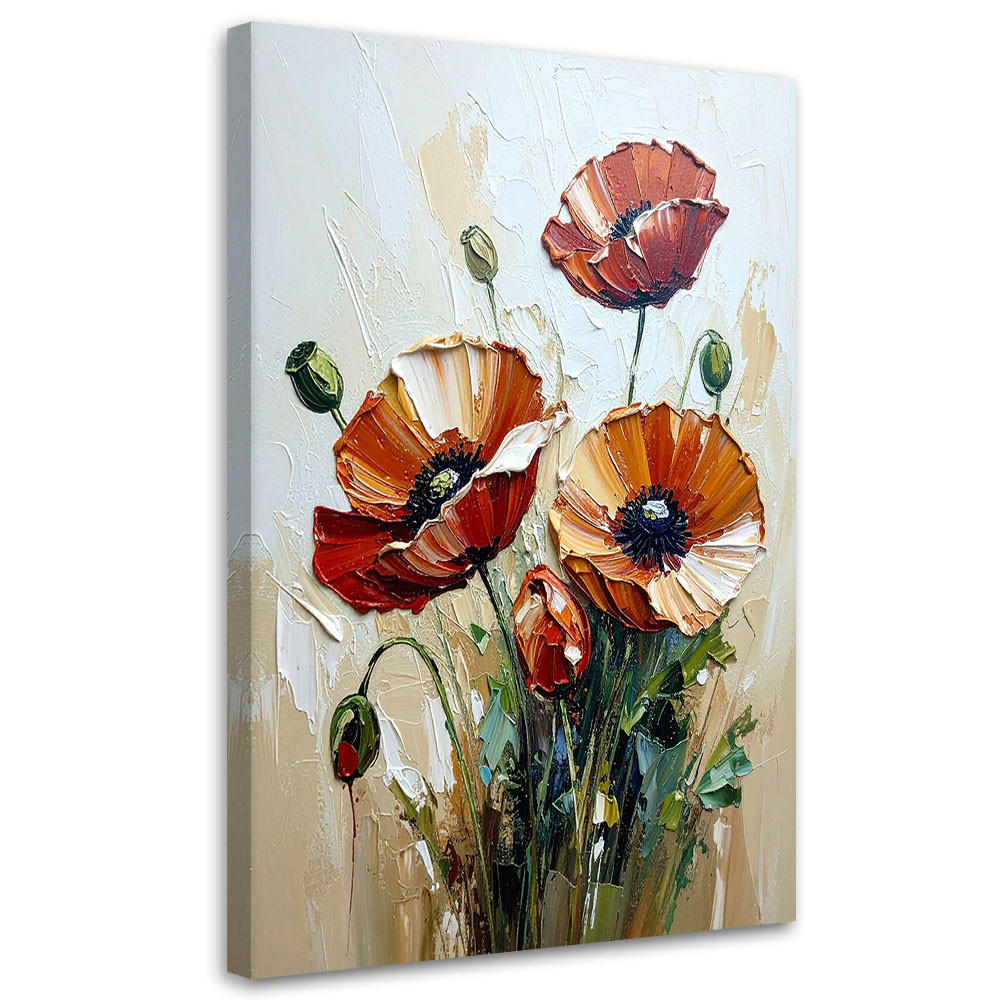 LEINWANDBILD Blumen 80x120cm - Rot, Textil (80/120cm) - Feeby