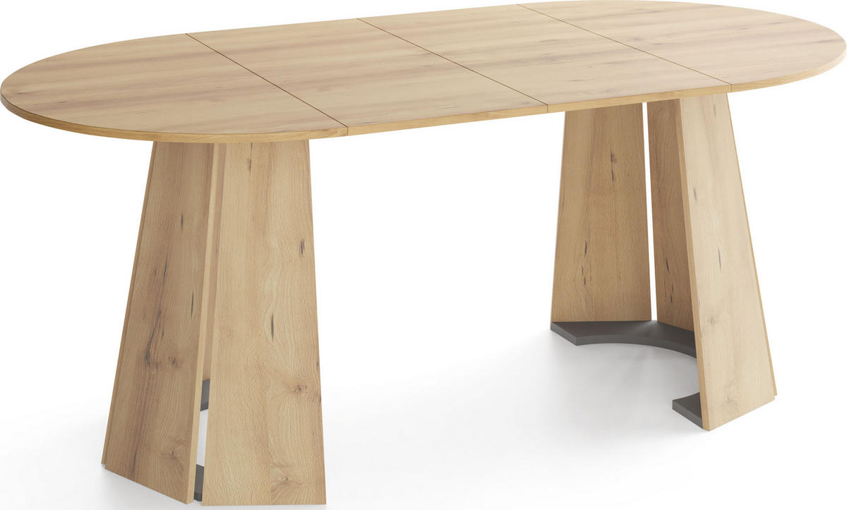 ESSTISCH Lunda rund ausziehbar verlängerbar, Buche Hellbraun 100-180/100/76 cm - Buchefarben/Schwarz, Holzwerkstoff (100/100/76cm) - WFL GROUP