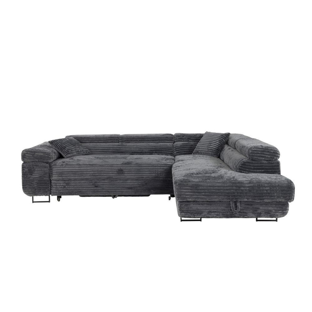 ECKSCHLAFSOFA Luis L, mit Schlaffunktion und Bettkasten – praktisch und bequem, Rechts, Dunkelgrau - Dunkelgrau/Schwarz, Textil (275/205cm) - AN-Moebel 4u