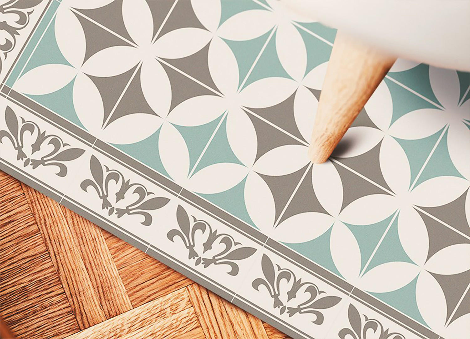 VINYL TEPPICH 120x180 cm Portugiesische Kacheln - Weiß, Kunststoff (120/180cm) - TULUP