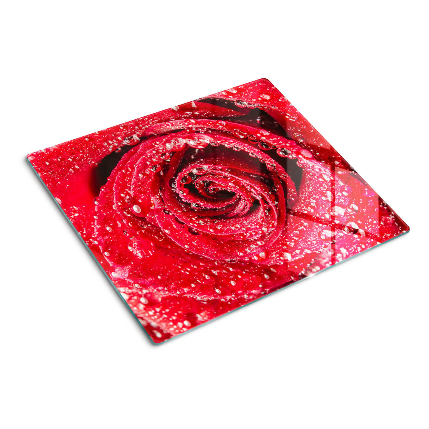 GLASPLATTE 60x52 cm Rosenwassertropfen - Rot, Glas (60/0.4/52cm) - TULUP