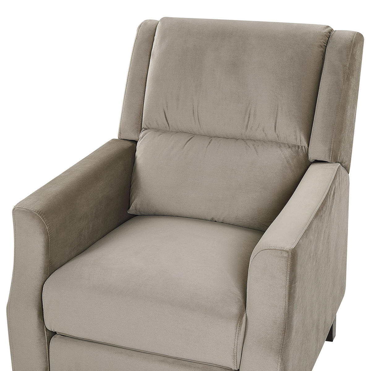 SESSEL Samtstoff taupe verstellbar Egersund - Beige/Dunkelbraun, Textil (75/97/141cm) - Beliani