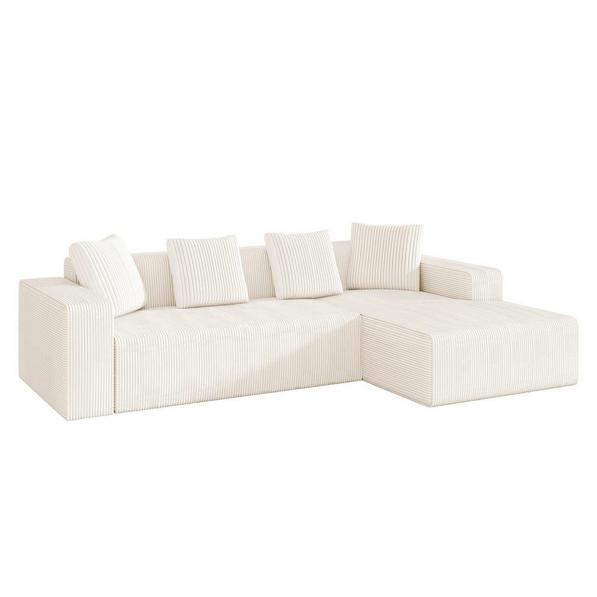 SOFA L-FORM, TIEFE SITZE, MODULAR - Weiß, Textil (146/261cm)