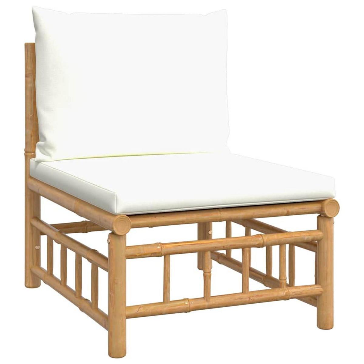 GARTEN-LOUNGE-SET 2-TLG. Mit Cremeweissen Kissen Bambus - Creme, Naturmaterialen (69/65/55cm) - vidaXL