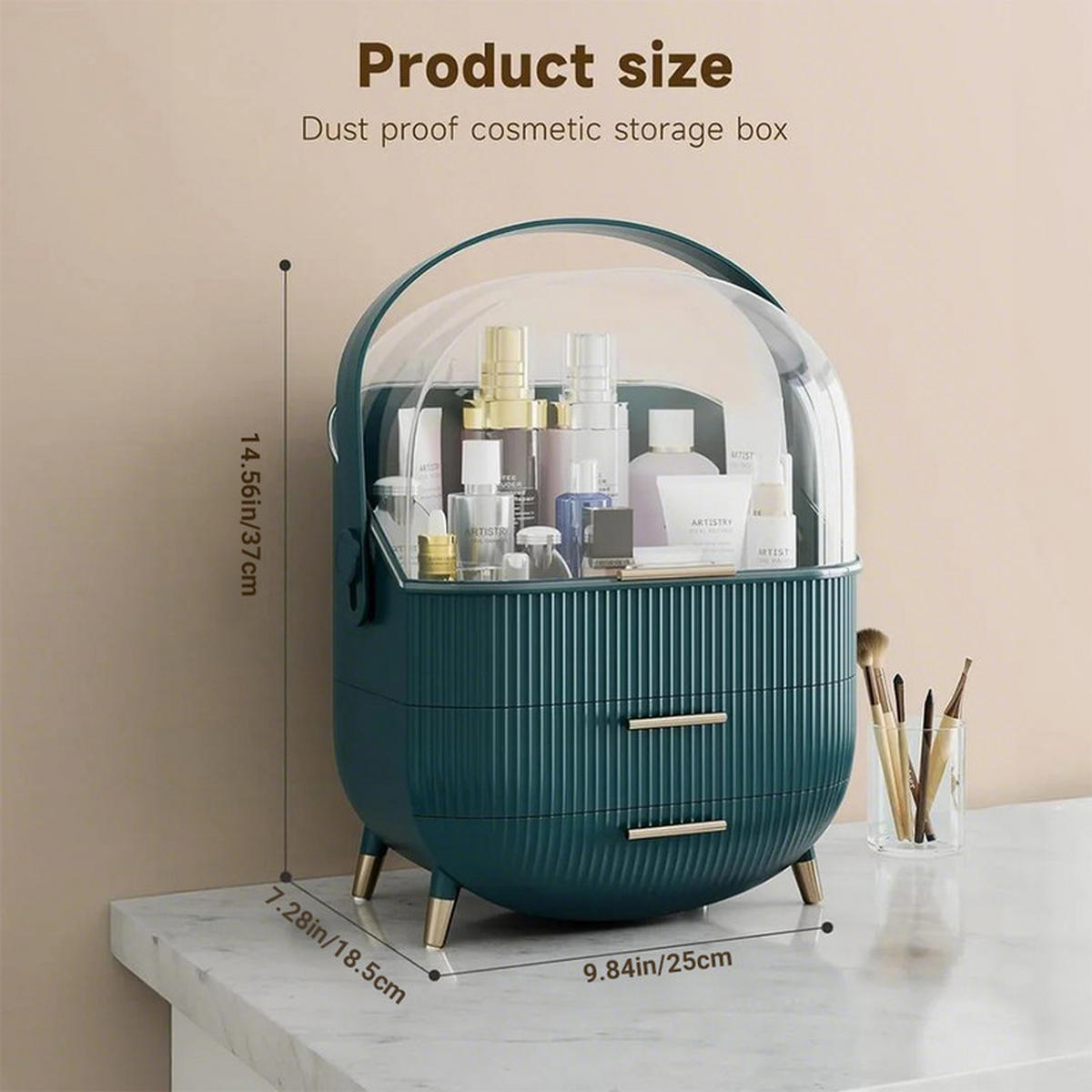 KOSMETIKORGANIZER Carroll Ⅲ 26/16/38 cm - Dunkelgrün, Kunststoff (16/38/26cm) - Nettlife