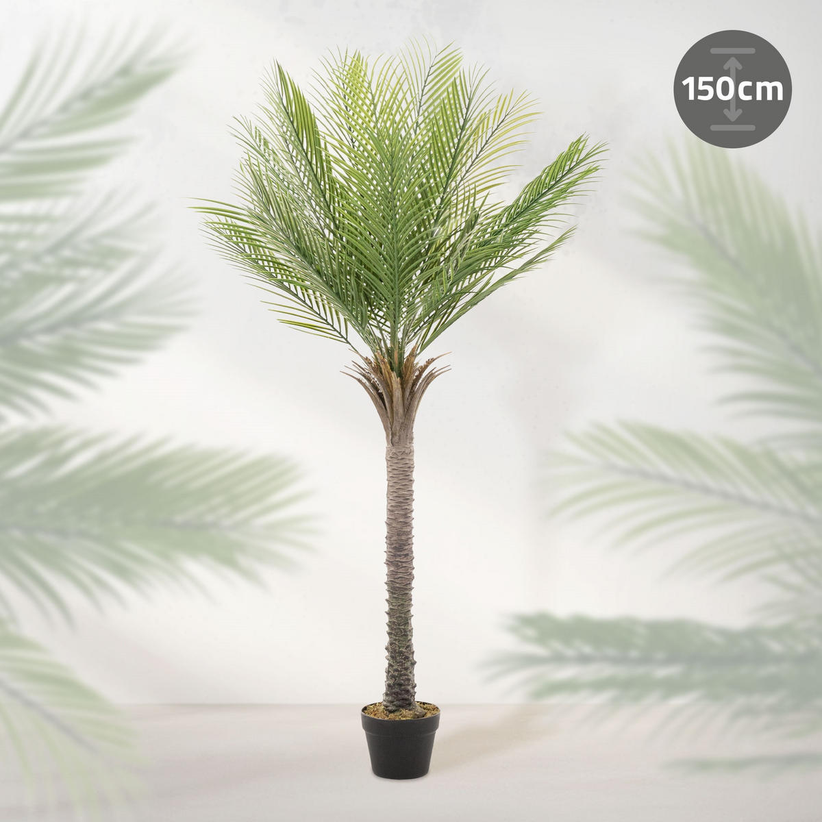 KUNSTPFLANZE Palme - Anthrazit/Grün, Holz/Kunststoff (150cm) - ML-DESIGN