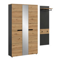 GARDEROBEN-SET Canu Artisan 165/37/190 cm - Grau, Holzwerkstoff (165/190/37cm) - Xonox