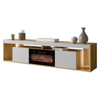 TV-LOWBOARD Fiore EF 2D mit Kamin - Eichefarben/Schwarz, Holzwerkstoff/Kunststoff (200/48/39cm) - MIRJAN24