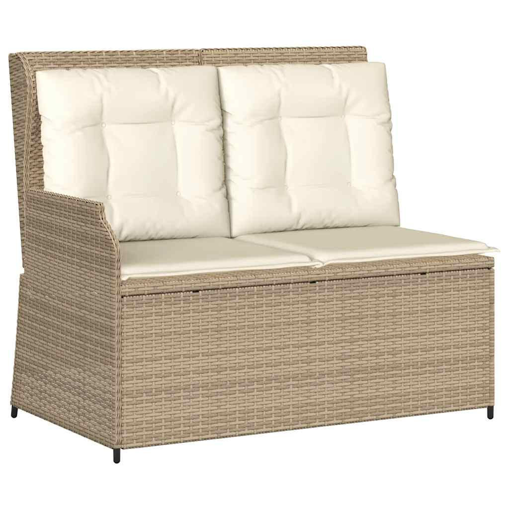 GARTENBANK Verstellbar mit Kissen Beige Poly Rattan - Beige, Kunststoff (95/95/110cm)