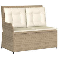 GARTENBANK Verstellbar mit Kissen Beige Poly Rattan - Beige, Kunststoff (95/95/110cm)