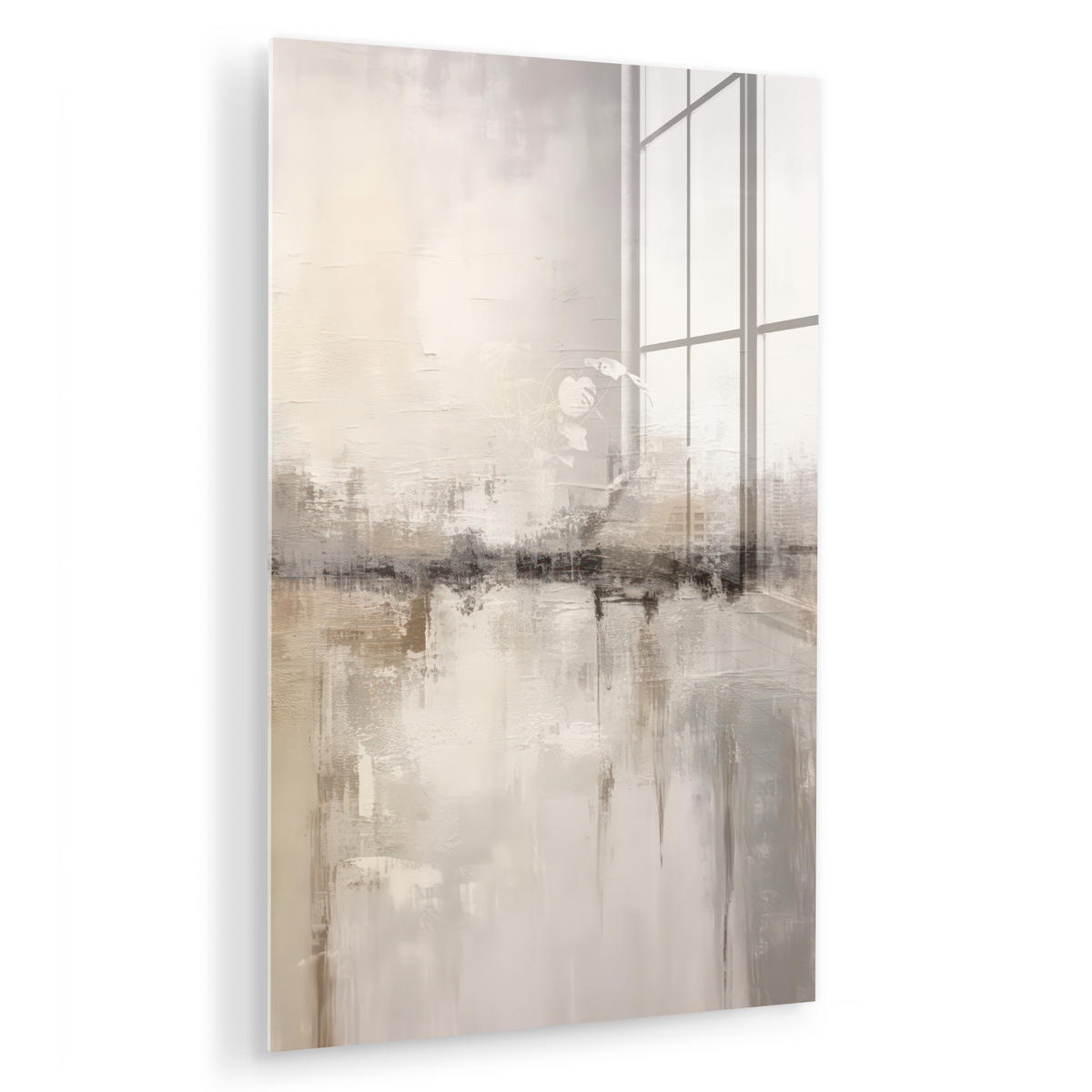 ACRYLGLASBILD Moderne Kunst - Abstrakt - Beige 40x60 cm - Beige, Glas (40/60cm) - MuchoWow