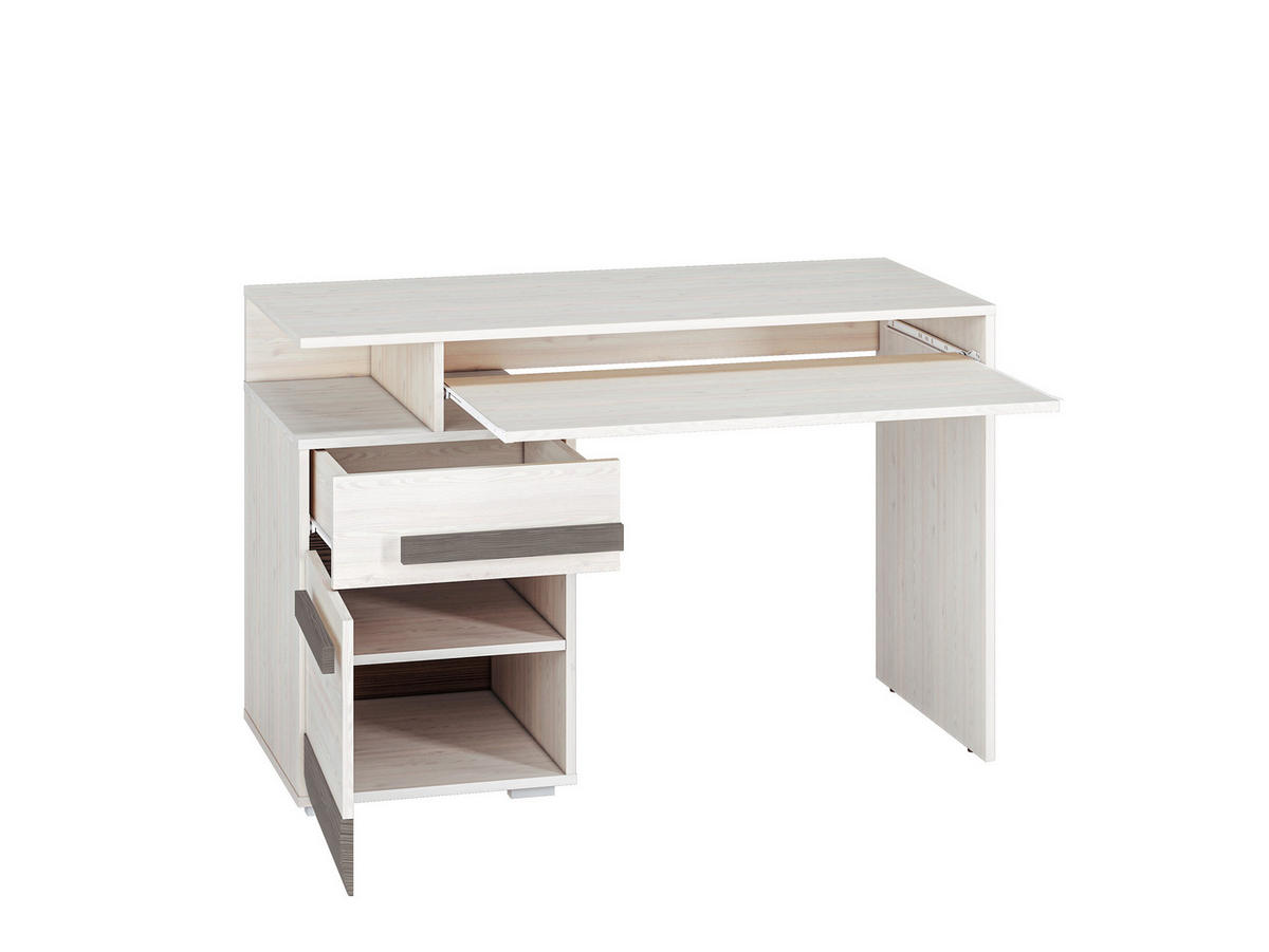 SCHREIBTISCH Blanco Pinie weiß / grau 119 / 55 / 78cm - Weiß, Holz/Holzwerkstoff (55/119/78cm) - Feldmann-Wohnen