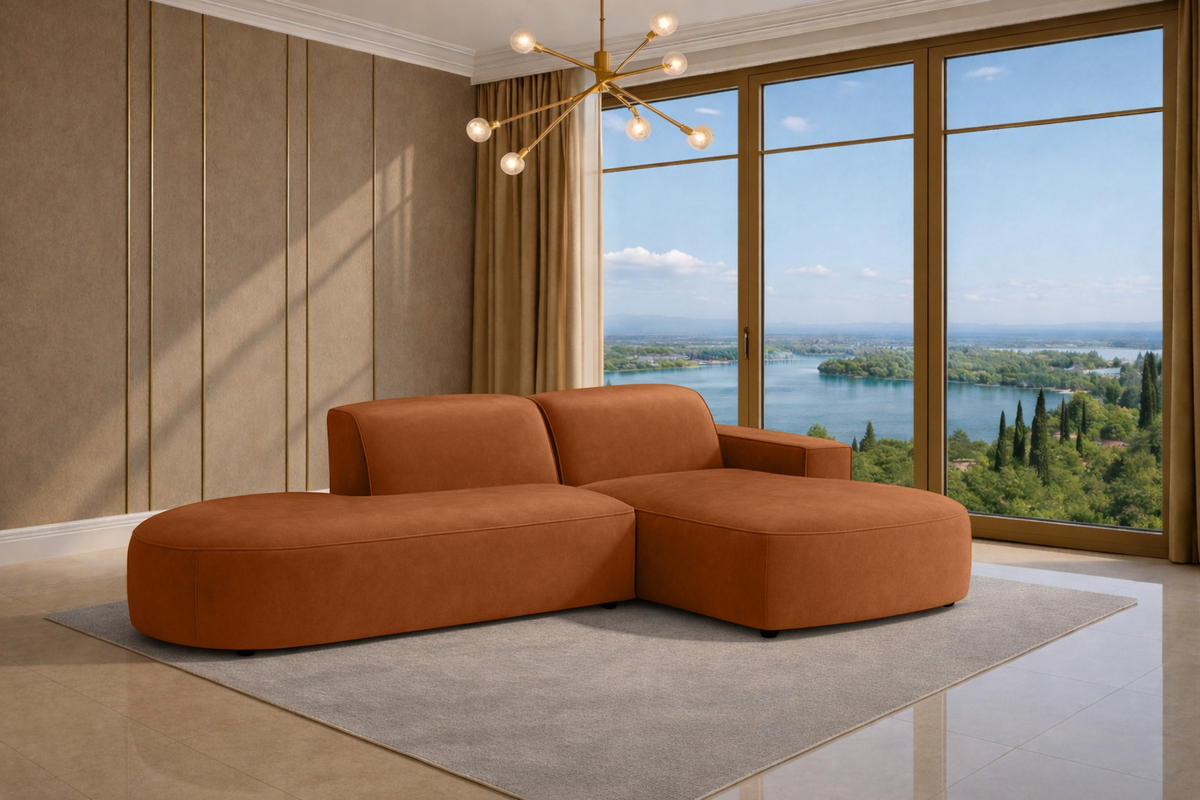 ECKSOFA Cursal Atelier, Stoff Salvador, Braun, Rechts - Braun, Holz (284/166cm) - Kaiser Möbel