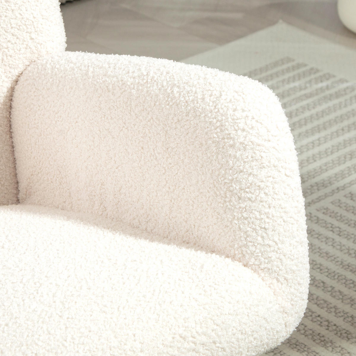 SCHAUKELSTUHL Teddybezug mit Armlehnen 70/94/100 cm Creme - Creme, Textil (70/100/94cm) - Redom