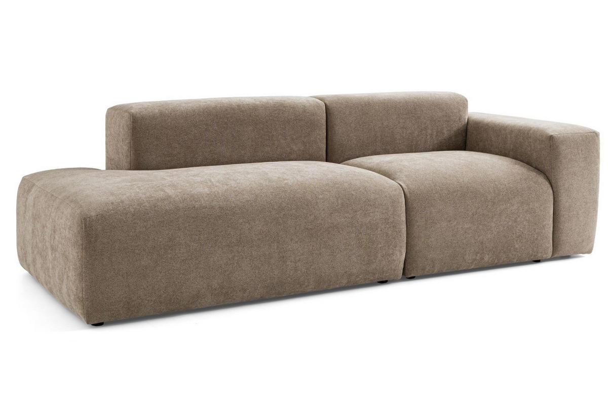3-SITZER modulares Sofa HEAVEN SET 1 Links, Breite 255 cm Webstoff Braun - Schwarz/Braun, Holz/Kunststoff (255/71/102cm) - Muffo