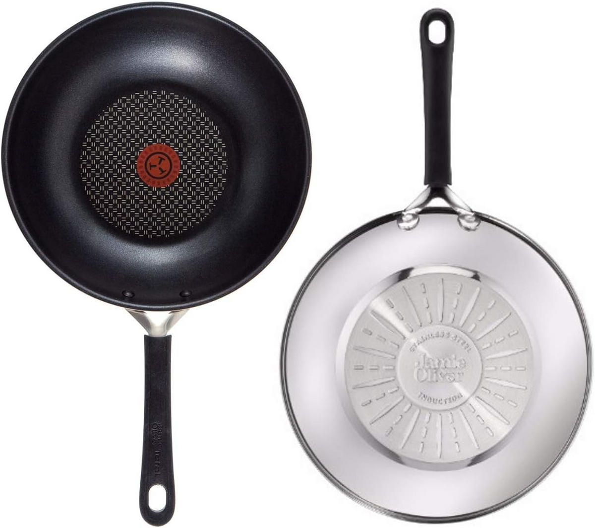 WOKPFANNE G43519 Jamie Oliver Silber 2-Teilig - Silberfarben, Keramik/Metall (28cm) - Tefal